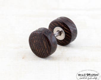 Fake Plug Earrings | Wooden Fake Plugs | Faux Gauge Plug 8, 10, 12, 14mm | Split Plugs Fake Piercing wooden Mens Ear Studs