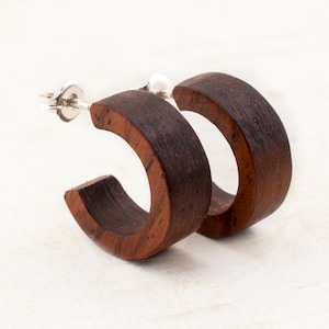 Wooden Hoop Earrings Wood Ear Studs Creolen 16mm small Hoops Post earrings Boho