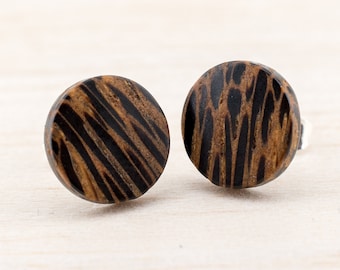 Ø11mm Wooden ear studs wood earrings Fake faux gauge plugs wooden fake piercing illusion small mini customizeable