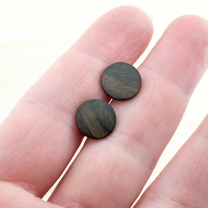 Wood earrings Ø11mm Wooden ear studs Thin post studs round Fake Plug Gauge Earrings wood faux illusion personalized wooden ear studs image 5