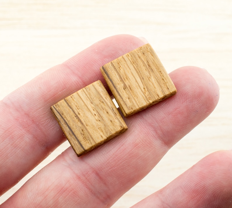 Holz Manschettenknöpfe Herren, Viereck Cufflinks, Bräutigam Geschenk für Ihn, Schmuck zur rustikalen Landhochzeit Geschenk für Männer, Bild 5