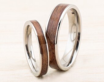 Wedding band Set Wooden Bentwood Rings Gold Silver Roségold matching Rings couple Ring Wooden Custom order wood rings couples engangement