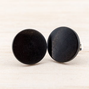 Wood earrings Ø11mm Wooden ear studs Thin post studs round Fake Plug Gauge Earrings wood faux illusion personalized wooden ear studs