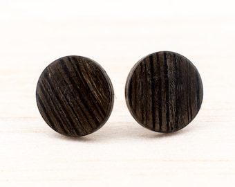 Kleine Holz Ohrstecker Ø11mm Mini Ohrringe Dünne runde kleine hölzerne Ohrstecker Fake Plugs wood earrings wooden ear studs naturschmuck