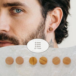 Handmade Wooden Stud Earrings – Sustainable Unisex Jewelry – 4/6/8/11 mm – Natural Wood Earrings for Men & Women