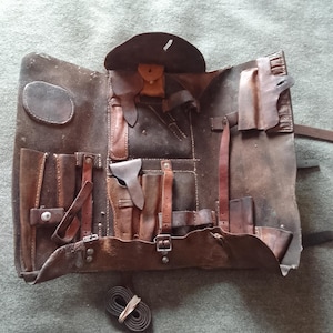 Vintage leather Swiss army tool case