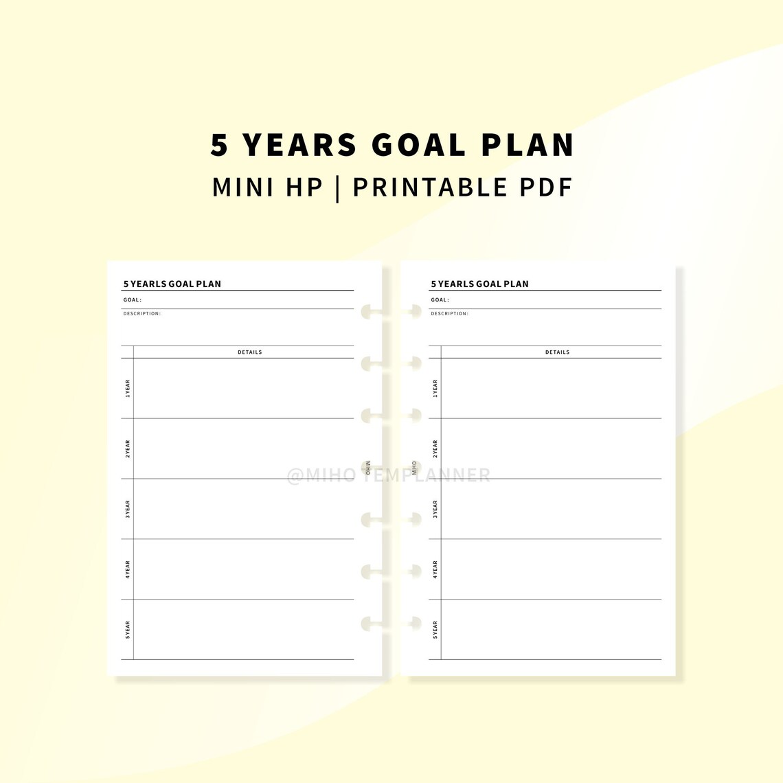 Yearly Goal Planner 5 Year Project Plan Mini Happy Planner | Etsy