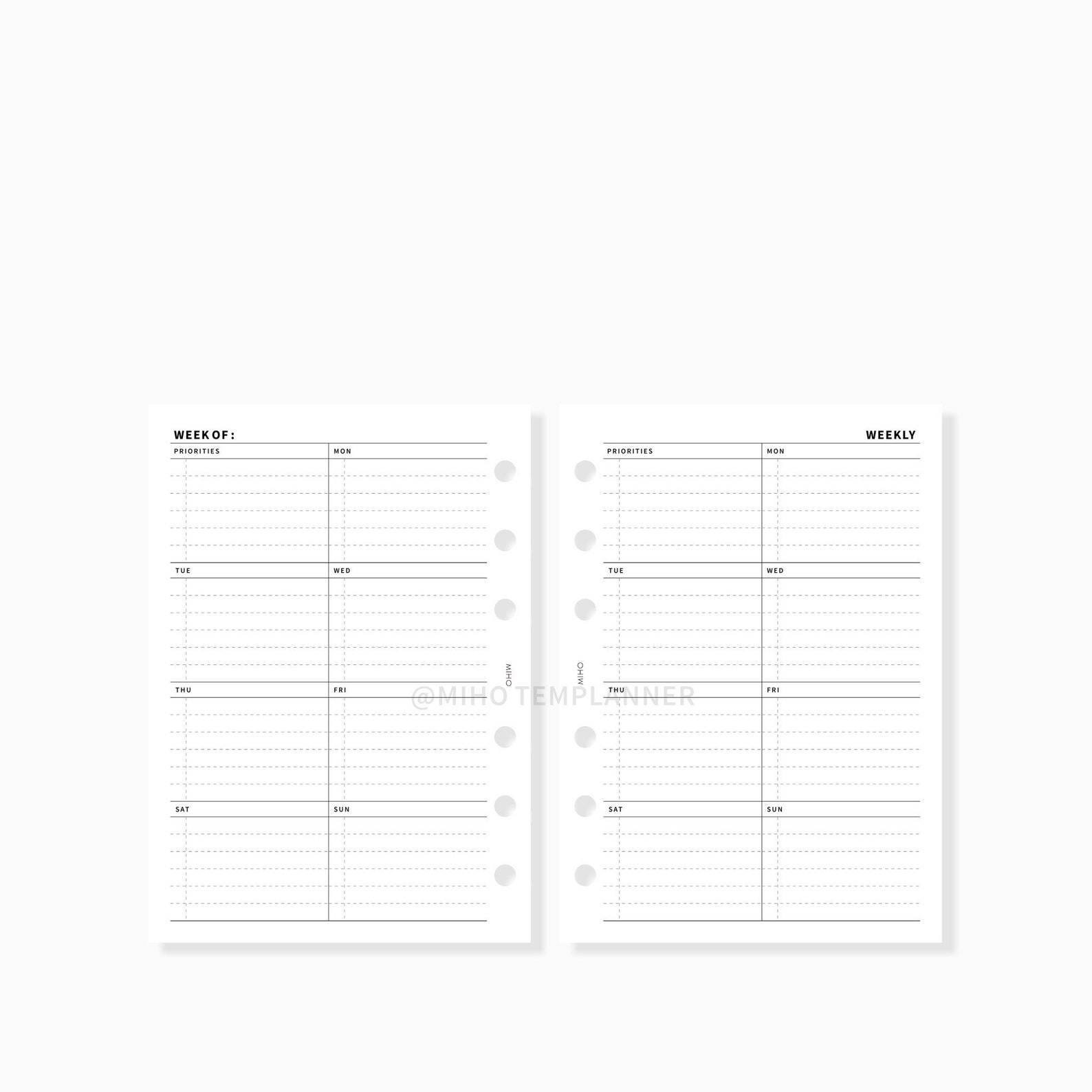 Minimalist Weekly Planner Printable A6 Planner Undated | Etsy