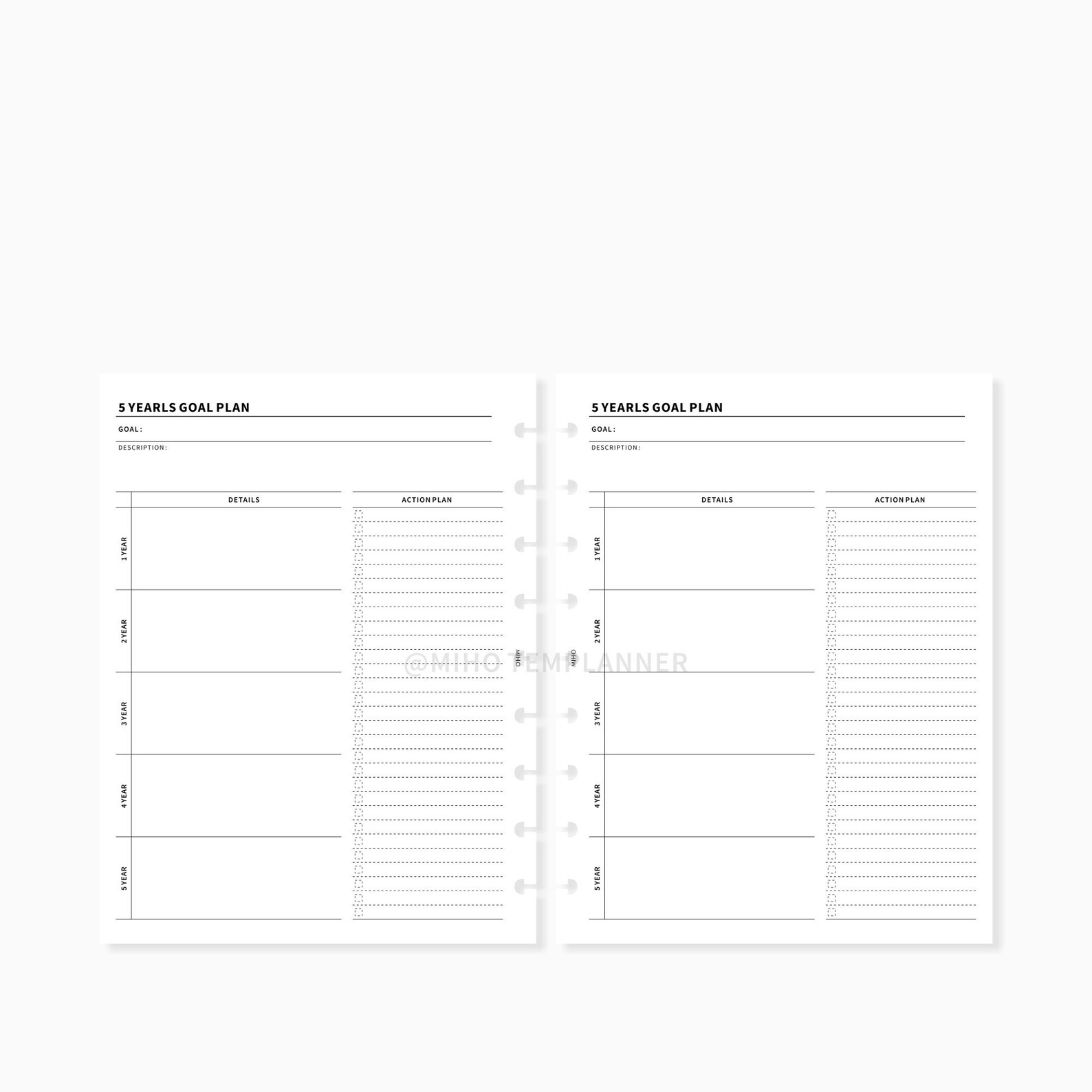 Yearly Goal Planner 5 Year Project Plan Classic Happy | Etsy