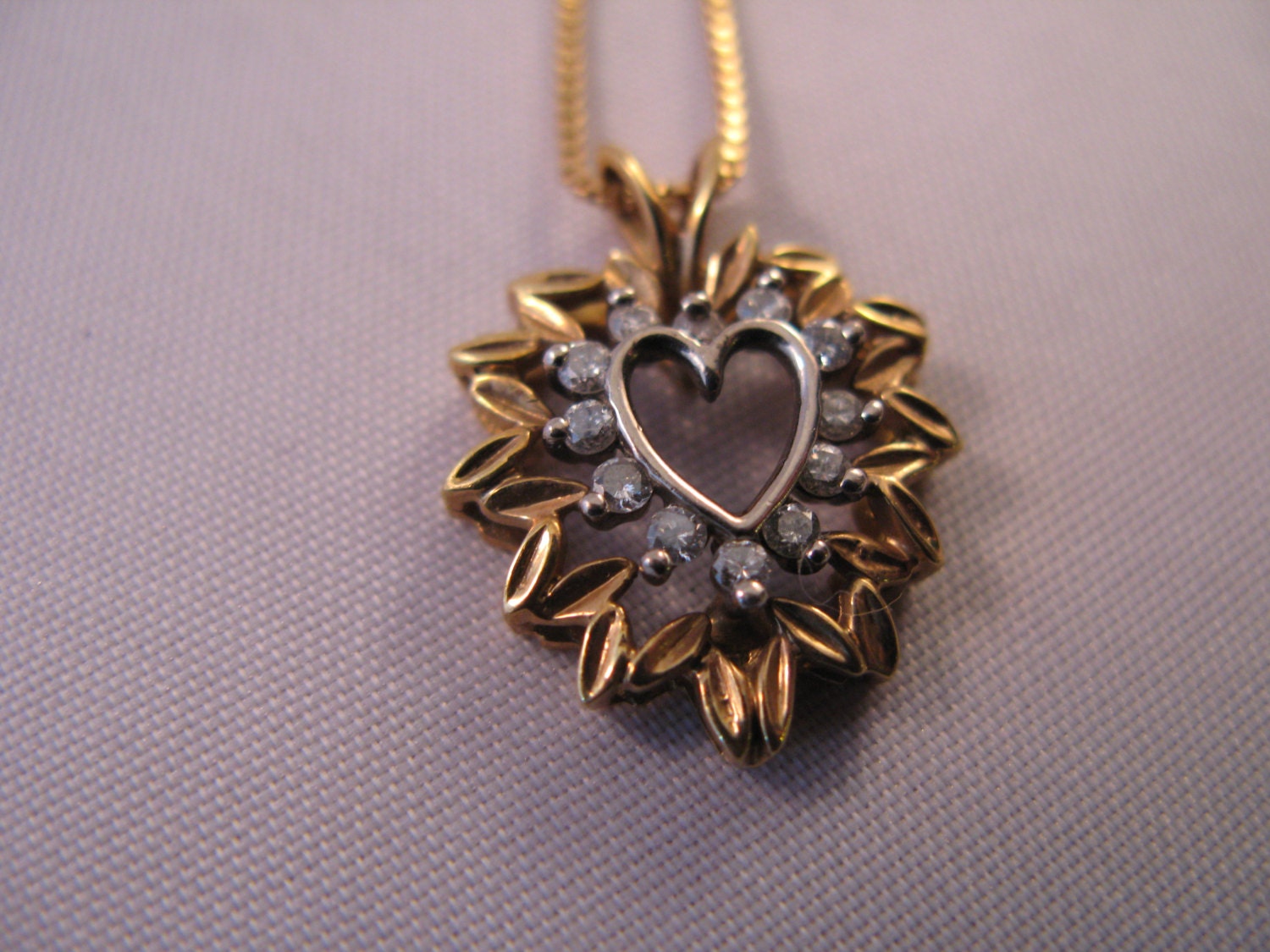 Diamond Heart Necklace Pendant 18k Yellow and White Gold Etsy