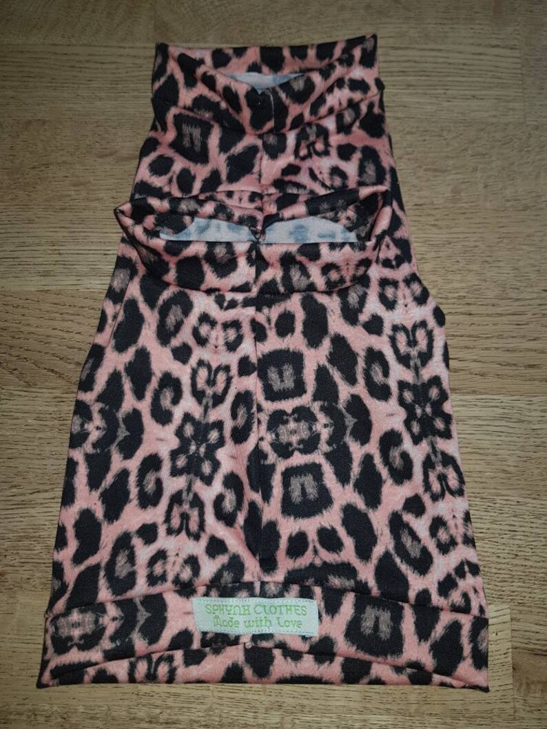 CatDog Clothes Hand made by Sphynx Clothes for small dogs and any breed of cats. PINK Leopard Print One Hole Vest