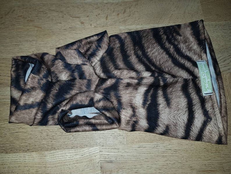 CatDog Clothes Brown Tiger Vest for Sphynx Cat