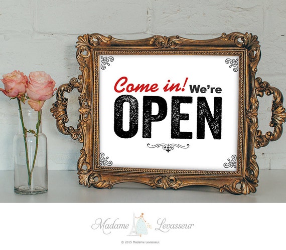 OPEN signs printable sign come in we're open instant | Etsy
