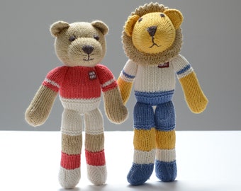 Teddy and Lion Soft Toys in Football Colours