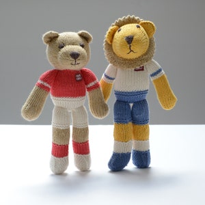 Teddy and Lion Soft Toys in Football Colours