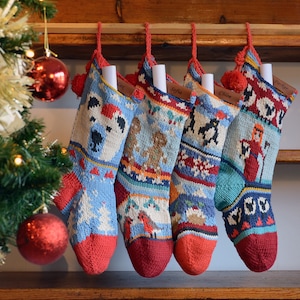 Short Christmas Stocking Hand Knit image 1
