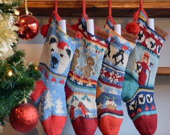 Short Christmas Stocking - Hand Knit