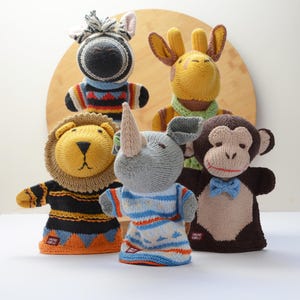 Safari Animal Hand Puppets - Hand Knitted