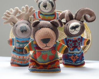 Hand Knitted Hand Puppets in Organic Cotton