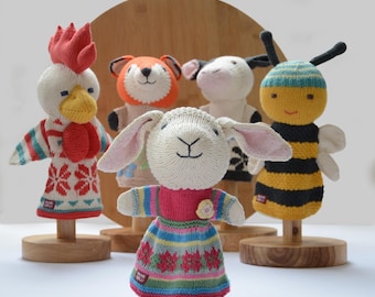 Farmyard Animal Hand Puppets - Hand Knitted