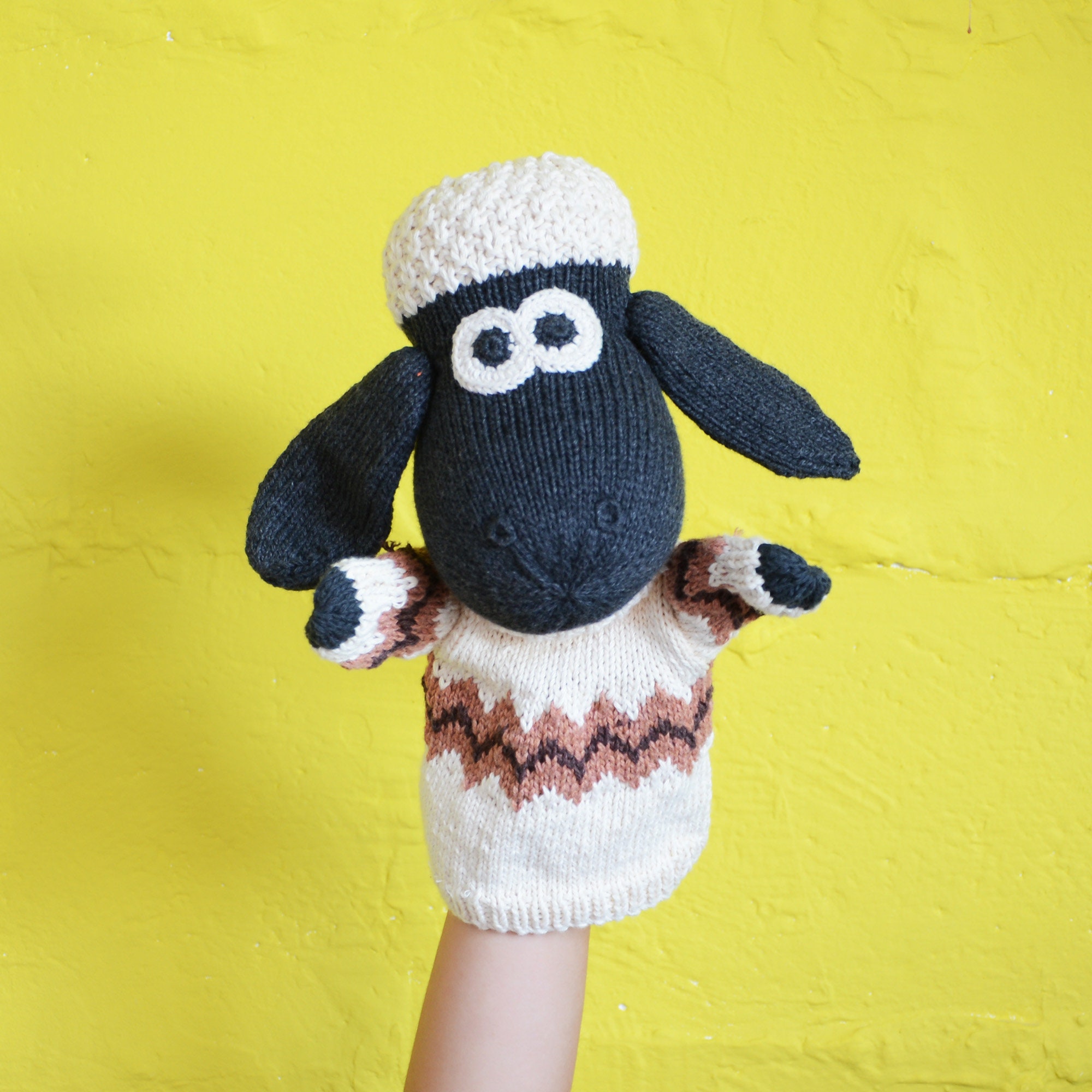 Shaun the Sheep Hand Puppet Hand Knitted