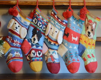 Pet Stocking, Dog Stocking - Hand Knitted