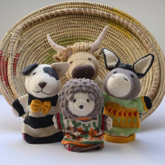 Hand Knitted Puppets in Organic Cotton