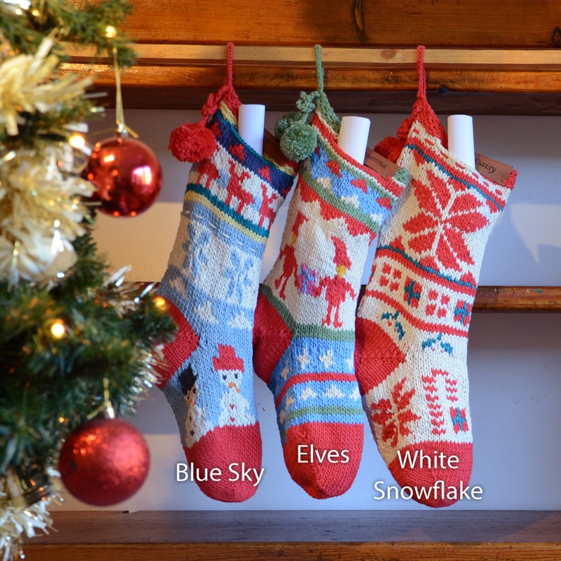 Short Christmas Stocking Hand Knit image 7