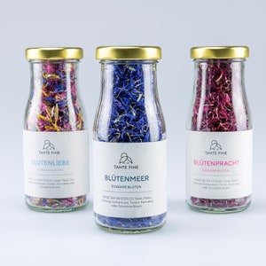 Essbare Blumen Premium | BLÜTENKONFETTI | Bio-Blüten Dekoration für Salate, Bowls & Desserts | Handgemacht | Nachhaltige Geschenkidee