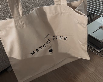 Shopping Bag * MATCHA CLUB * große Tasche * aus Canva * recyceltes Material * Einkaufstasche * für Sport und Büro