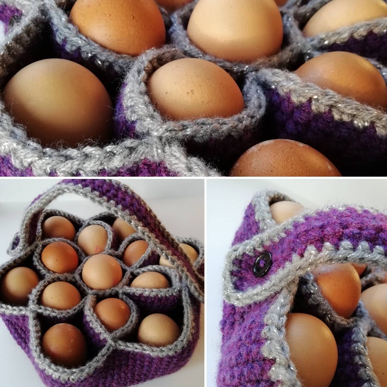 Bakers Dozen Egg Basket Crochet Egg Holder Kitchen Storage Etsy UK