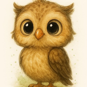 Baby Owl Watercolour 133x200 Counted Cross Stitch Pattern PDF for DMC floss, thread
