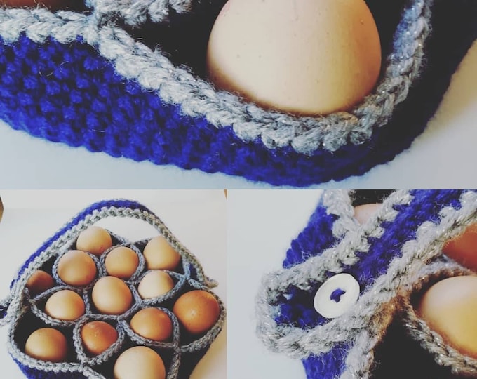 Bakers Dozen Egg Basket Crochet Egg Holder Kitchen Storage Etsy