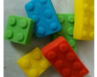 24x Fondant icing block cake toppers classic colours red yellow green blue 3 sizes