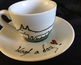 Doggie Hand Painted espresso cup
