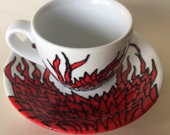 Dragon! Hand painted espresso cup