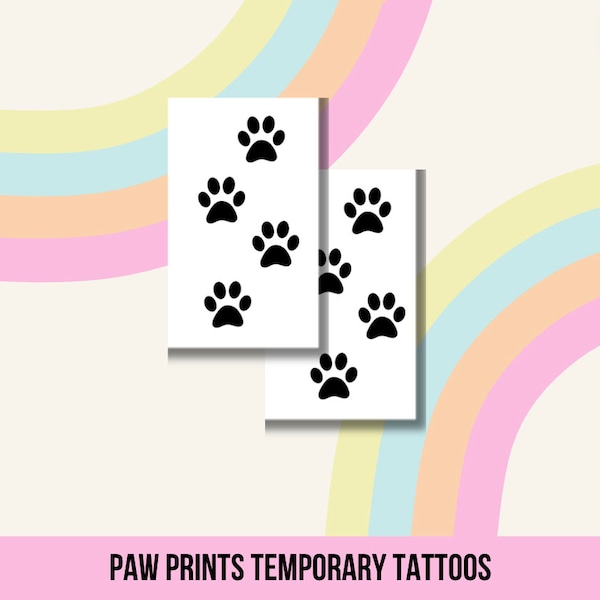 Tatouages temporaires Empreintes de pattes | Tatouage chien, chat, animal de compagnie | Lot de 2