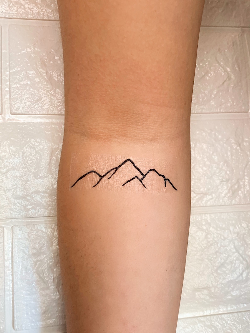 Mountain Range Temporary Tattoos Nature Tattoo Hiking Tattoo Set of 2 image 2