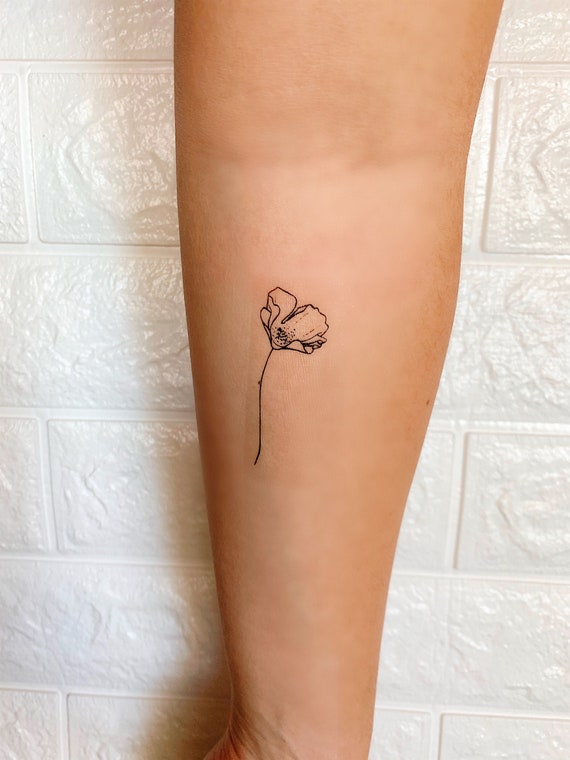 Mohnblume Temporare Tattoos Natur Tattoos 2er Set Etsy