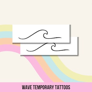 Wave Temporary Tattoos | Ocean, Sea Tattoo | Set of 2