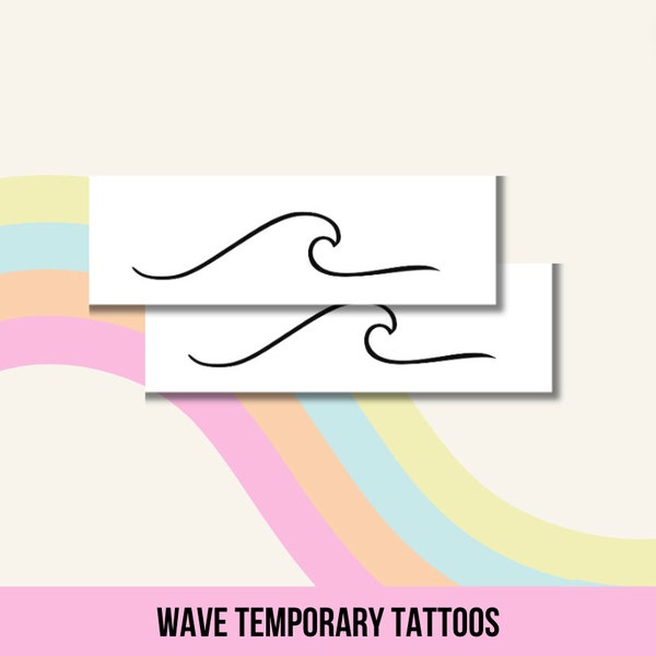 tatouages temporaires vagues | Tatouage océan, mer | Lot de 2