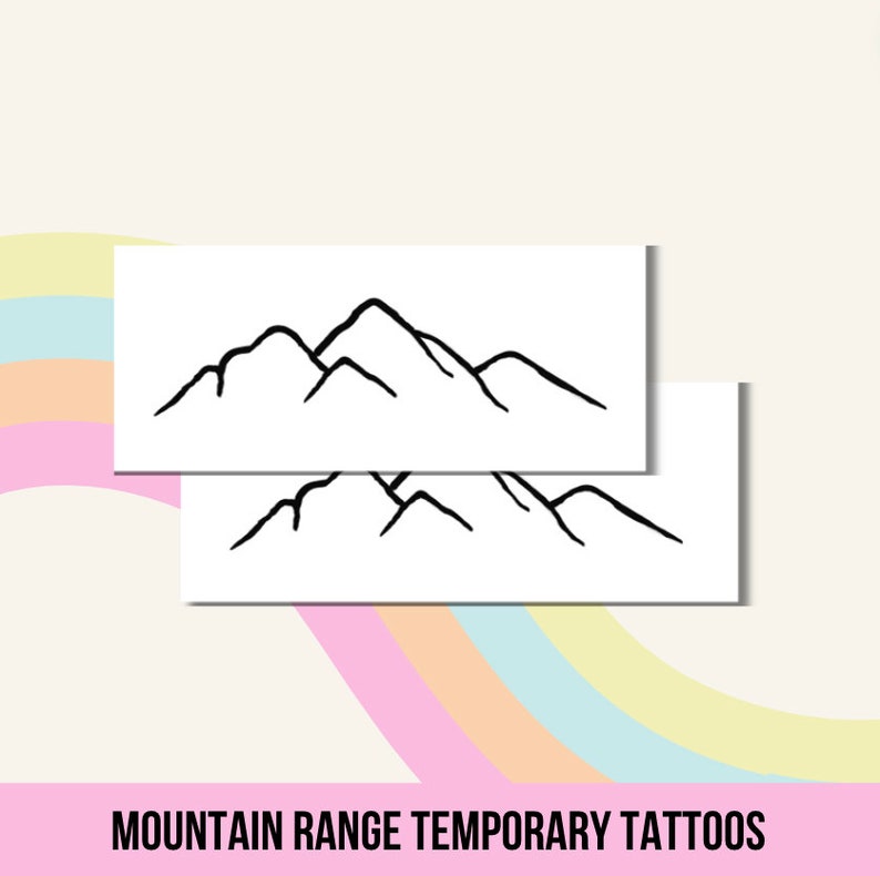 Mountain Range Temporary Tattoos Nature Tattoo Hiking Tattoo Set of 2 image 1