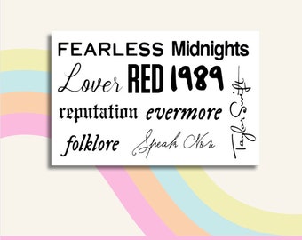 Eras Tour Tattoos | Taylor Swift Era Names | Temporary Tattoos | Single, Logo, or Sheet of 10