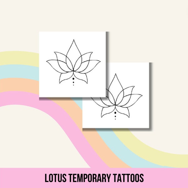 Tatouage temporaire fleur de lotus | Tatouage de paix | Tatouage de yoga | Tatouage de méditation | Lot de 2