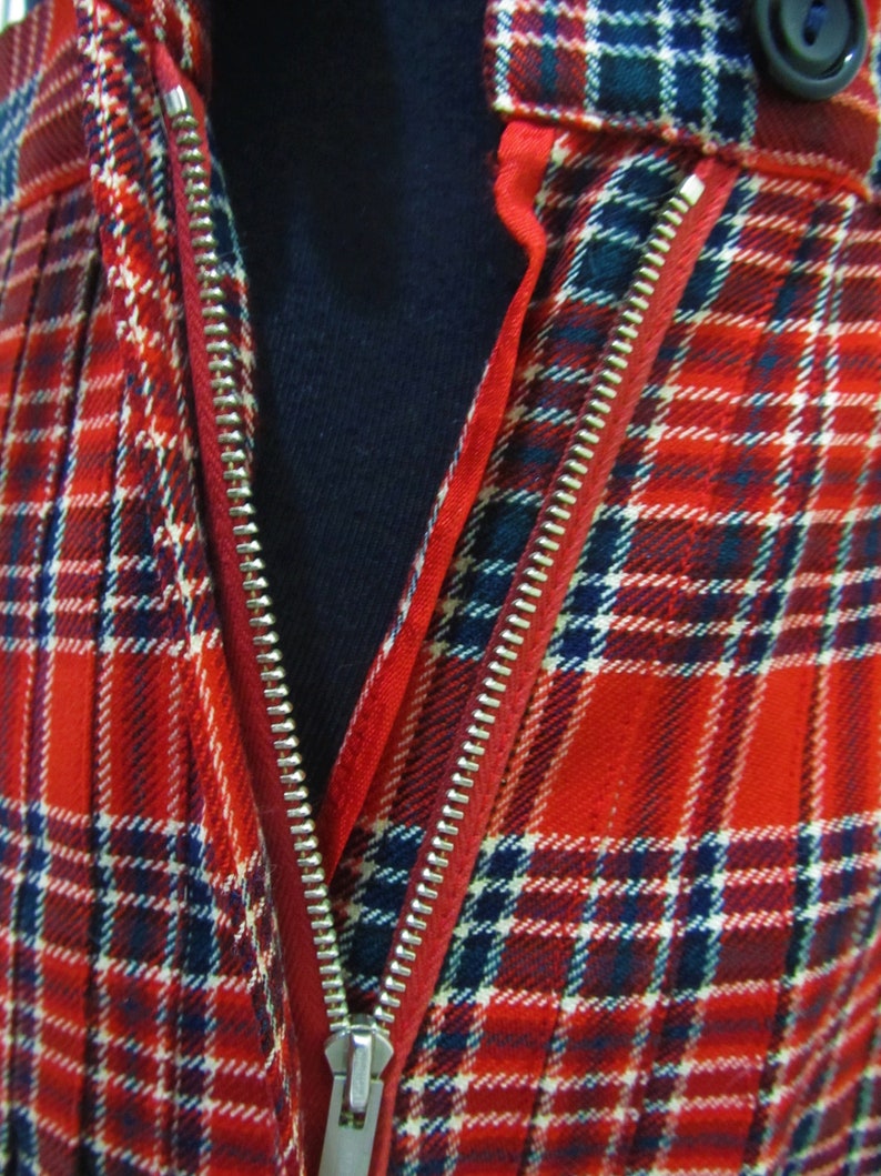 50\u2019s Nicholas Ungar Red Tartan Wool Pleated Skirt suit Aljean Sz 4-6