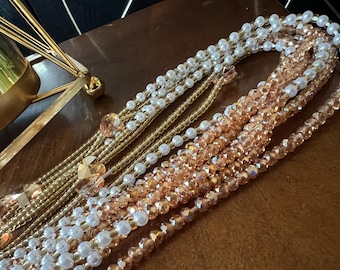 diedre waist bead African tie-on crystal waist bead white gold pink rose gold