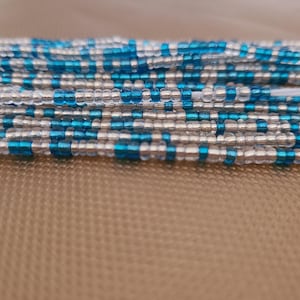 Sky blue and gold 3mm glass seed beads tie-on waist bead African belly bead