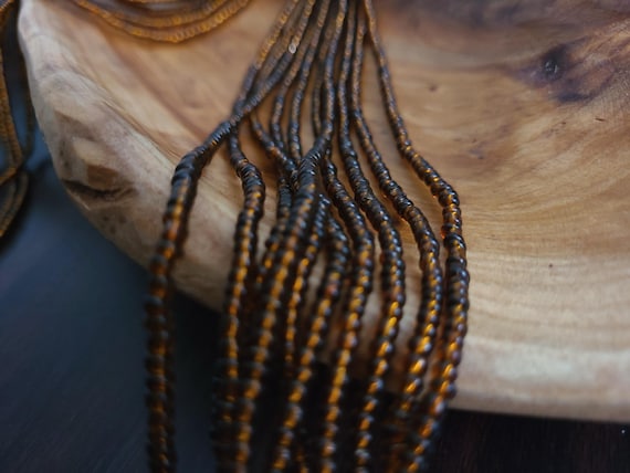 Chocolate brown 3mm glass seed beads tie-on waist bead. Gifts for her