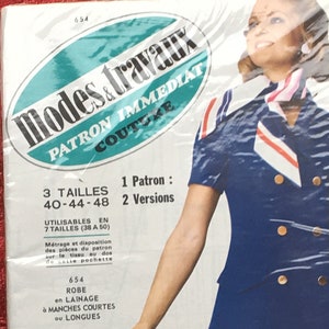 Modes & Travaux Vintage French skirt pattern, sewing, woolen dress short-long sleeves Elegance model Paris-size 40-44-48--fashion