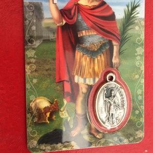 Medalla milagrosa-Oración a Saint-Expédit -Icono de imagen Canivet,Tarjeta bajo protección de plástico +medalla religiosa